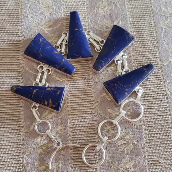 Bracelet,  lapis lazuli gemstone, 925 silver, hand - Picture 14 of 14